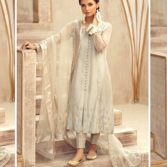 Umsha by Uzma babar formal 3 piece dress - Picture 1 of 8